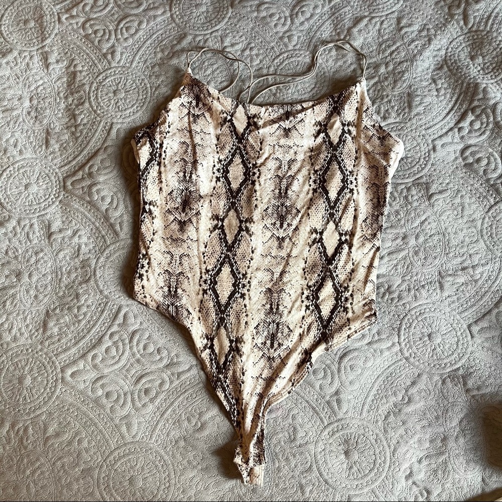 GARAGE SNAKESKIN CROSS BACK BODYSUIT